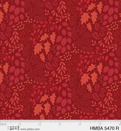 P & B Textiles - Harvest Minis - Tonal Leaves, Red
