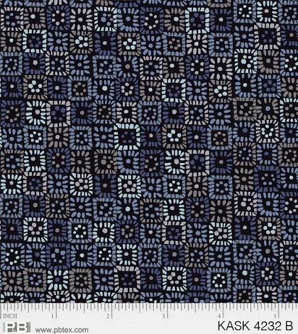 P & B Textiles - Kashmir Kaleidoscope - Squares, Blue
