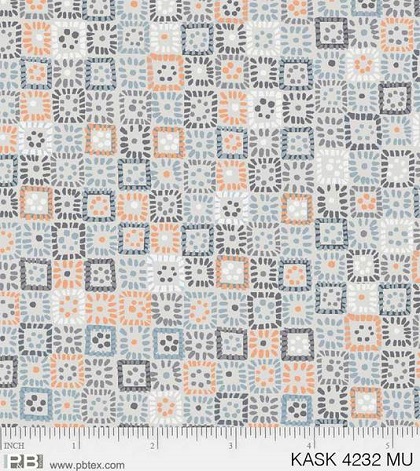 P & B Textiles - Kashmir Kaleidoscope - Squares, Gray
