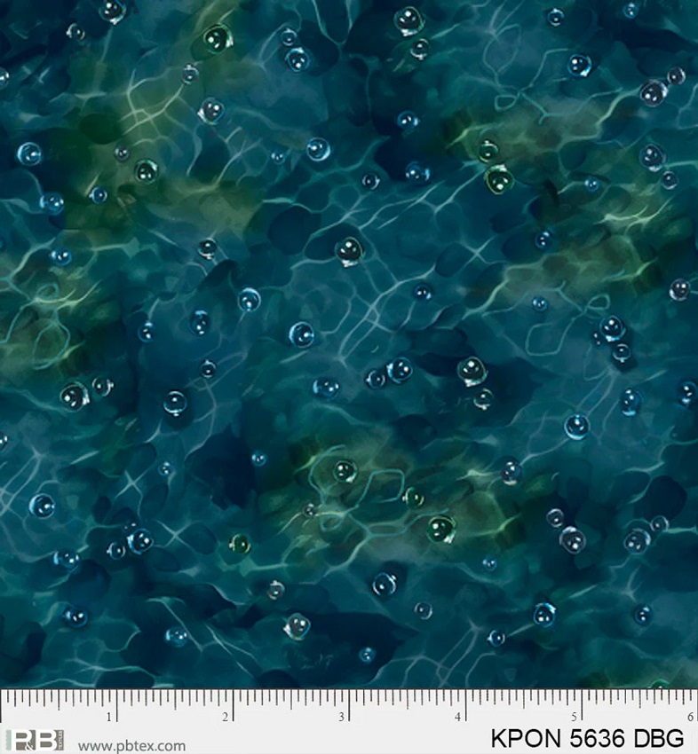 P & B Textiles - Koi Pond - Reflections, Dark Blue Green