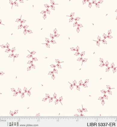 P & B Textiles - Love Birds - Red Vines, Ecru