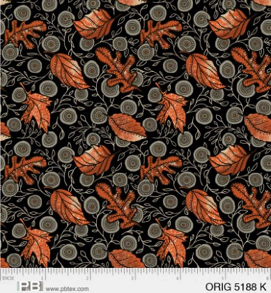 P & B Textiles - Origins - Leaf Toss, Black