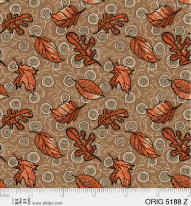 P & B Textiles - Origins - Leaf Toss, Light Brown