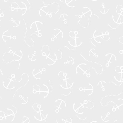 P & B Textiles - Ramblings By The Sea - Anchors Aweigh, White on White