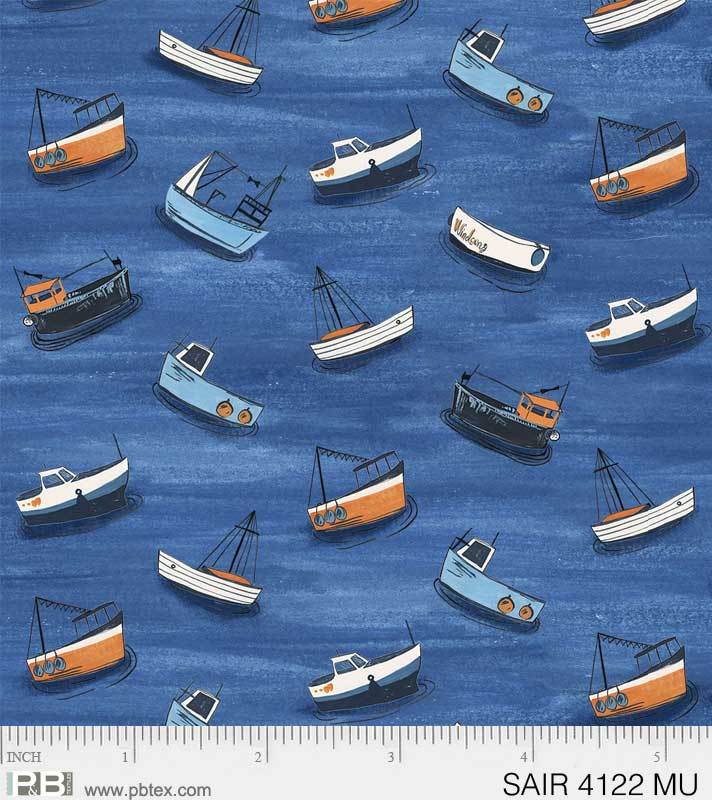 P & B Textiles - Sailors Rest - Boats, Blue