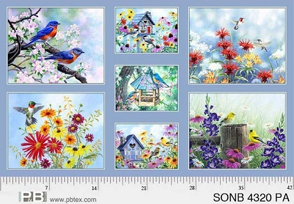 P & B Textiles - Song Birds - 26' Panel, Multi