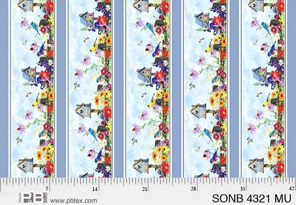 P & B Textiles - Song Birds - Border Stripe, Multi
