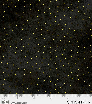 P & B Textiles - Sparkle Suede II - Gold Dots, Black