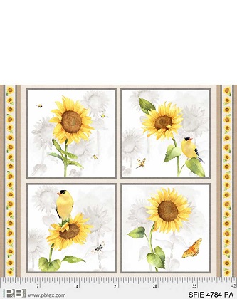 P & B Textiles - Sunflower Field - 36' Panel - 16 3/8' Blocks, Multi