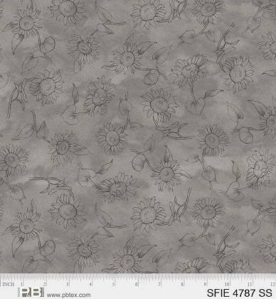 P & B Textiles - Sunflower Field - Delicate Shadow Print, Soft Silver