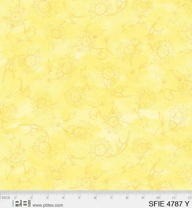 P & B Textiles - Sunflower Field - Delicate Shadow Print, Yellow