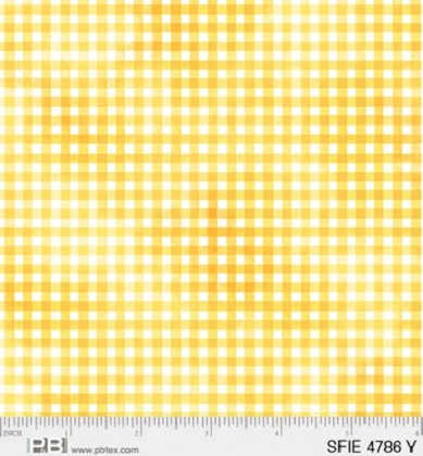P & B Textiles - Sunflower Field - Gingham Squares, Yellow
