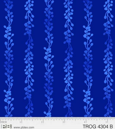 P & B Textiles - Tropic Gardens - Vine Stripe, Blue