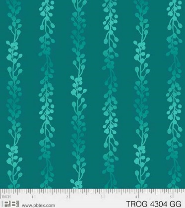 P & B Textiles - Tropic Gardens - Vine Stripe, Teal