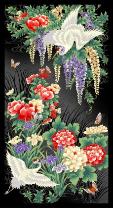P & B Textiles - Tsuru - 24' Crane Panel, Black