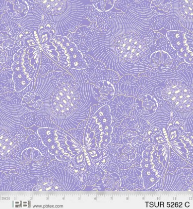 P & B Textiles - Tsuru - Butterfly Linework, Purple