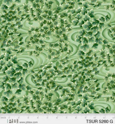 P & B Textiles - Tsuru - Swirling Leaves, Green