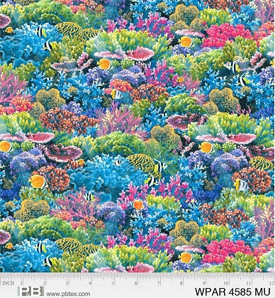 P & B Textiles - Weekend in Paradise - Colorful Coral, Multi