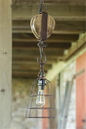 Pendant Lamp - Basket Shade Pulley