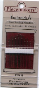 Piecemakers Needles - Embroidery - Assorted Sizes 5-10 - 16 Count