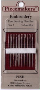 Piecemakers Needles - Embroidery - Size 7 - 16 Count