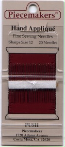 Piecemakers Needles - Hand Applique - Size 12 - 20 Count