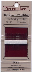 Piecemakers Needles - Quilting - Size 10 - 20 Count