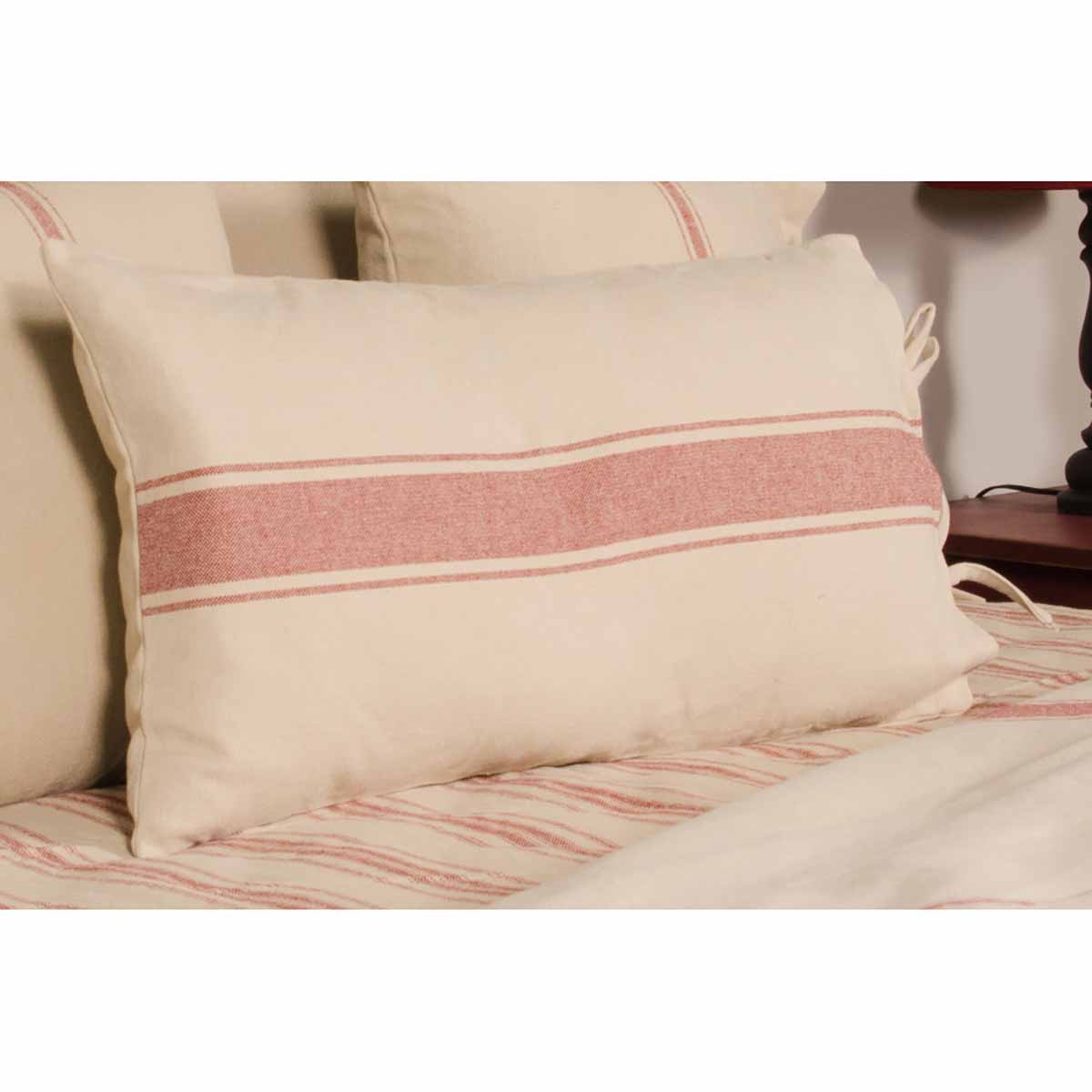 Pillow - Grain Sack Stripe, Oat Red, Long