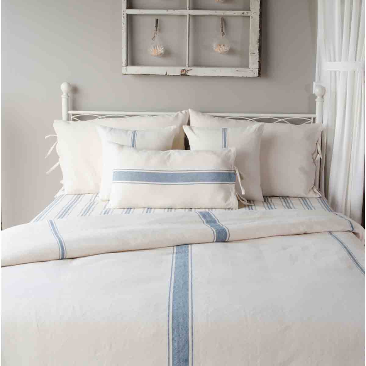 Pillow Cover - Grain Sack, Cream/Blue, Long