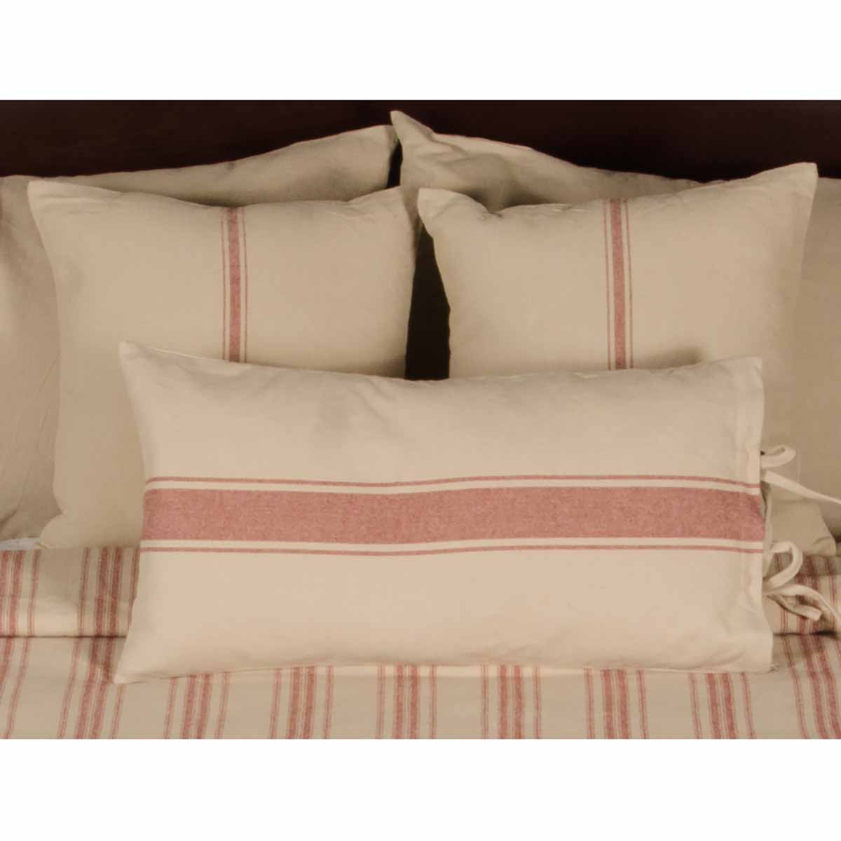 Pillow Cover - Grain Sack Stripe, Oat Red, Square