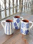 Pitcher - Porto Mini Pitcher Vase, Dark Blue Flowers