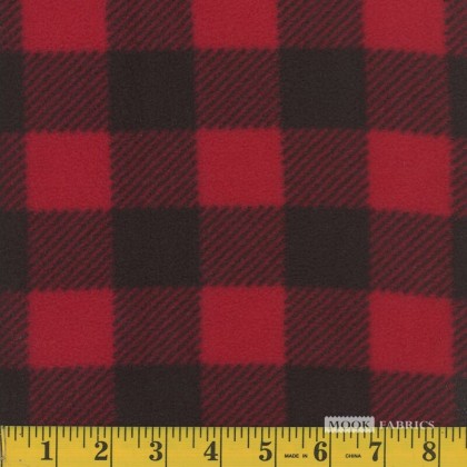 Polar Fleece - 60' Fleece - Buffalo Plaid Stripe, Red