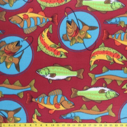 Polar Fleece - 60' Fleece - Fish Tails, Navy