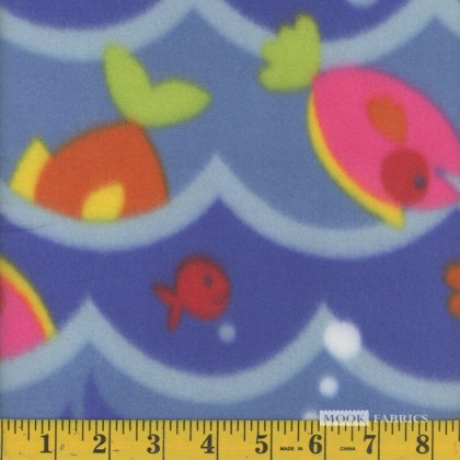 Polar Fleece - 60' Fleece - Fish Waves, Royal