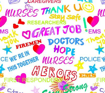 Print Concepts - Heroes - Thank-You Heros - Allover Medical Words, White