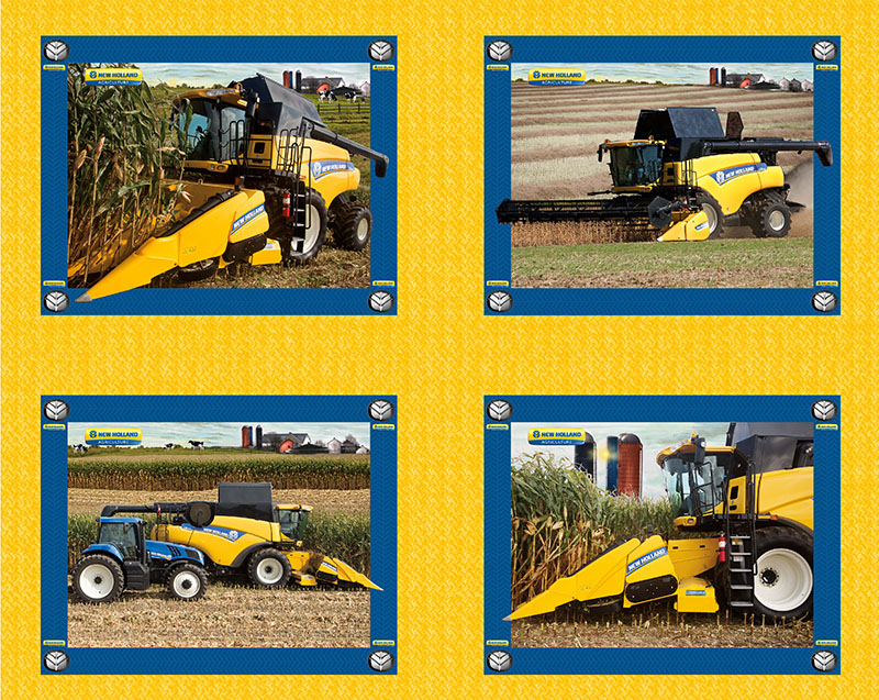 Print Concepts - New Holland Combine - 36' Pillow Panel, Yellow