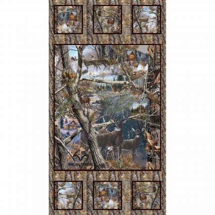 Print Concepts - Real Tree - 24' Winter & Deer Scene Panel, Multi