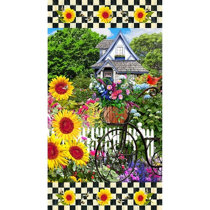 Print Concepts - Sunshine & Bumblebees - 24' Sunflower/Bicycle Panel, Multi