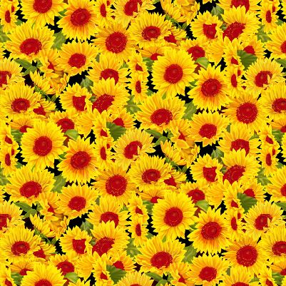 Print Concepts - Sunshine & Bumblebees - Packed Sunflowers, Yellow
