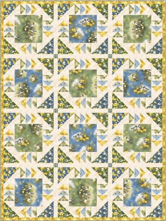 Quilt Kit - Chickadees & Sunshine by Quilting Treasures (Large Throw/Youth)