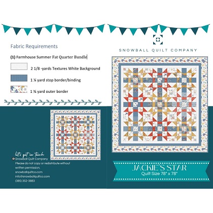 Quilting Pattern - Jackie's Star - Featuring Farmhouse Summer Coll. 76' x 76'