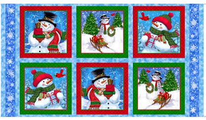 Quilting Treasure - Frosty Friends - 24' Snowman Block Panel, Blue