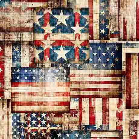 Quilting Treasures - 108' - 1776 Flag Patchwork, Red/Navy
