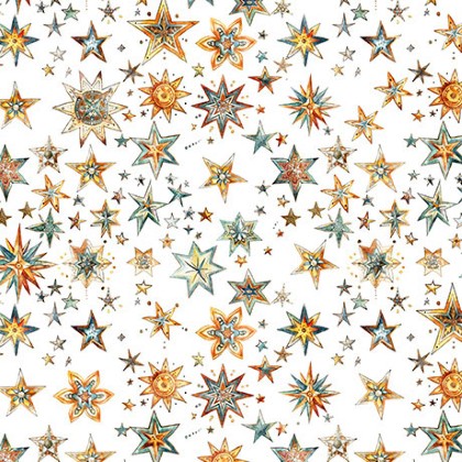 Quilting Treasures - 108' Bohemian Sunrise - Stars, Cream