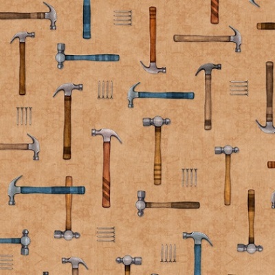 Quilting Treasures - A Little Handy - Hammers, Dark Tan