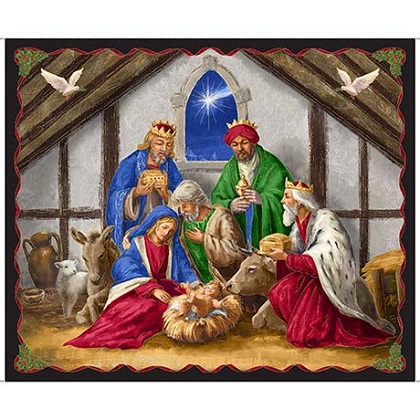 Quilting Treasures - A Star Above - 36' Nativity Panel, Multi
