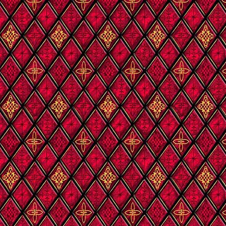 Quilting Treasures - A Star Above - Stained Glass Lattice, Red