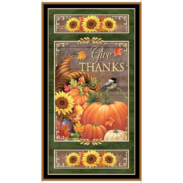 Quilting Treasures - Always Give Thanks - 24' Harvest Panel, Multi