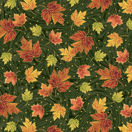 Quilting Treasures - Always Give Thanks - Leaves, Green