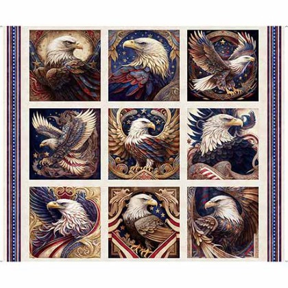 Quilting Treasures - American Spirit - 36' Patriotic Eagle Picture Patches, Tan